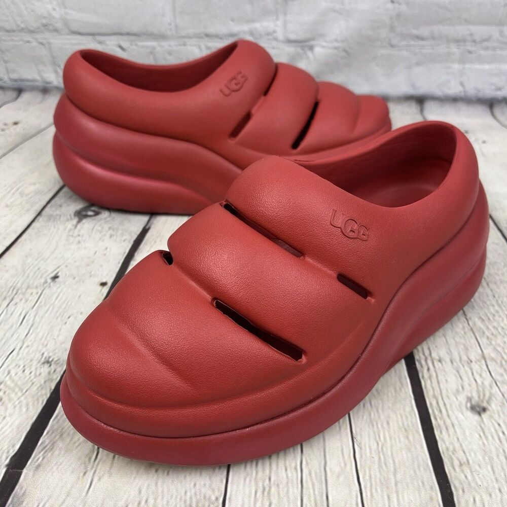 Ugg Sport Yeah Clogs Women's Size 8 Slides Samba Red Slip On Platform Shoes